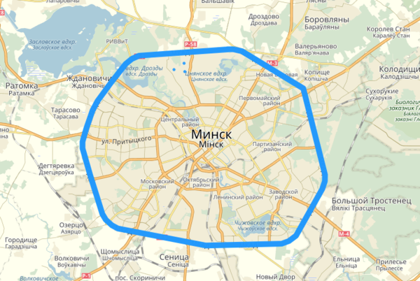 Карта МКАД Минска